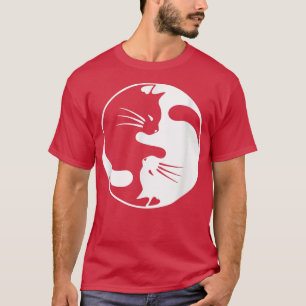 Schwarz-weißes Cat Yin und Yang für Frauen und Pap T-Shirt