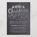 Schwarz-weißes Chalkboard Holly Frohe Weihnachts-P Einladung<br><div class="desc">Elegantes Schwarz-Weiß-Chalkboard Fröhliche Weihnachten und glückliche Neujahrsmalerei.
Holly Frory Weihnachts Party Card Vorlage.</div>