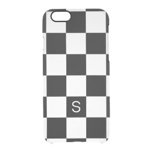 Schwarz-weißes Checkered Monogramm Durchsichtige iPhone 6/6S Hülle