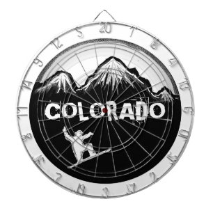 Schwarz-weißes Colorado Snowboarder Art Dart Board Dartscheibe