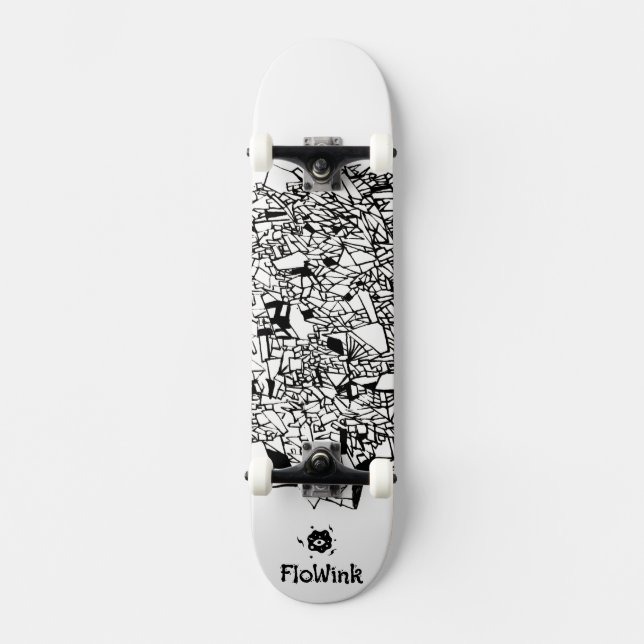 Schwarz-weißes Cooles Künstlerisch Skateboard (Vorderseite)