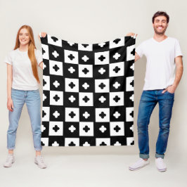 Schwarz-weißes Cross-Plus-Square-Prüfplatinenmuste Fleecedecke