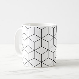Schwarz-weißes Cube Retro optisches Illusionsmuste Kaffeetasse