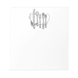 Schwarz-weißes Design von Silverware Notizblock