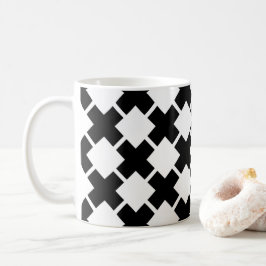 Schwarz-weißes Diagonal-Rustikales Linienmuster Kaffeetasse