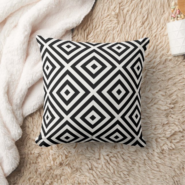 Schwarz-weißes Diamond Pattern Kissen (Decke)