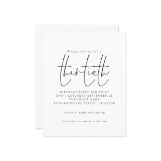 Schwarz-weißes Drehbuch 30. Geburtstag Einladung