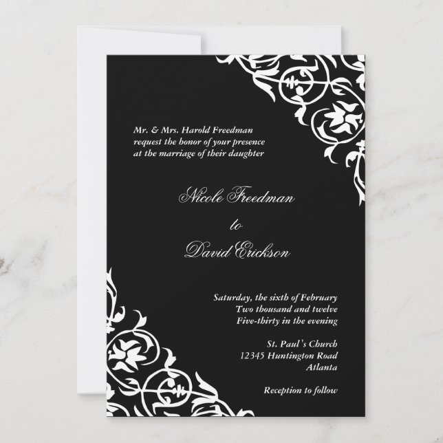 Schwarz-weißes Drehbuch Einladung (Vorderseite)