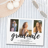 Schwarz-weißes Drei-Foto-Graduierungsparty 2023