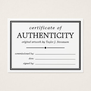 Schwarz-weißes Echtheitszeugnis