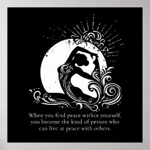 Schwarz-weißes einbeiniges Yoga-Pose-Logo von King Poster