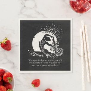 Schwarz-weißes einbeiniges Yoga-Pose-Logo von King Serviette