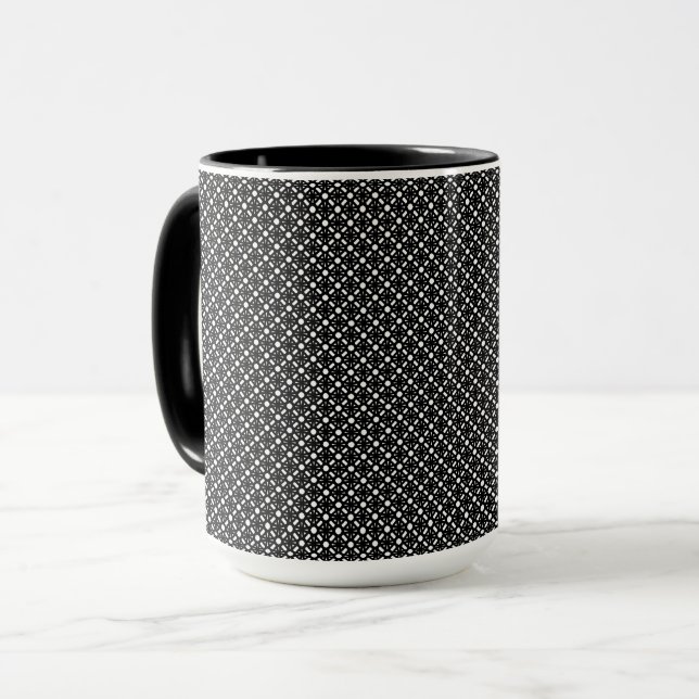 Schwarz-weißes einfaches Geometrismuster Tasse (Vorderseite Links)