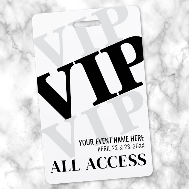 Schwarz-weißes einfaches VIP-Ereignis Ausweis (Black White Simple VIP Event Badge)