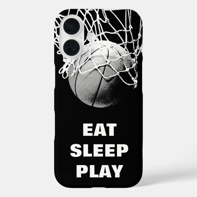 Schwarz-weißes Essen Schlafen Basketball Motiviere Case-Mate iPhone Hülle (Rückseite)