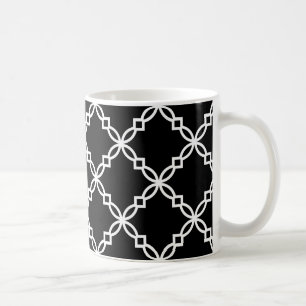 Schwarz-weißes Extravagantes Quatrefolienmuster Kaffeetasse