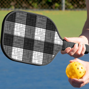 Schwarz-weißes, fett kariertes Karo-Design Pickleball Schläger