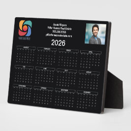 Schwarz-weißes Firmenlogo 2026 Kalender Fotoplatte
