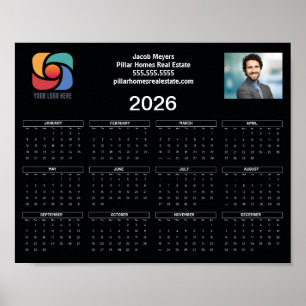 Schwarz-weißes Firmenlogo 2026 Kalender Poster