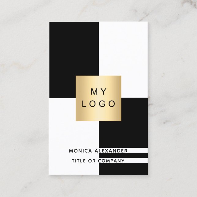 Schwarz-weißes Firmenlogo QR-Code beruflich Visitenkarte (Vorderseite)