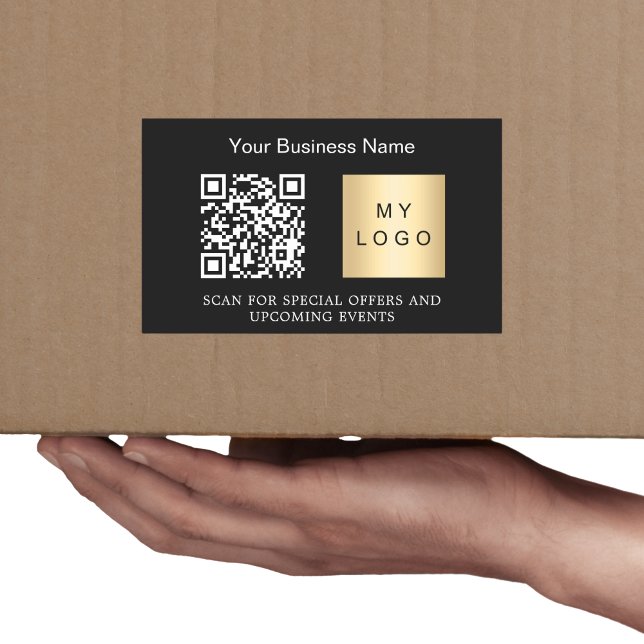 Schwarz-weißes Firmenlogo qr Code Rechteckiger Aufkleber (Von Creator hochgeladen)