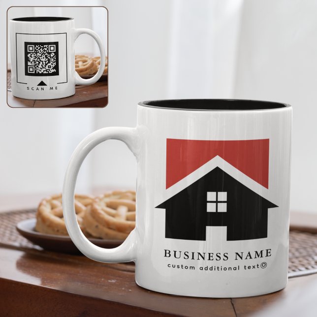 Schwarz-weißes Firmenlogo + QR-Code Werbung Zweifarbige Tasse (Von Creator hochgeladen)