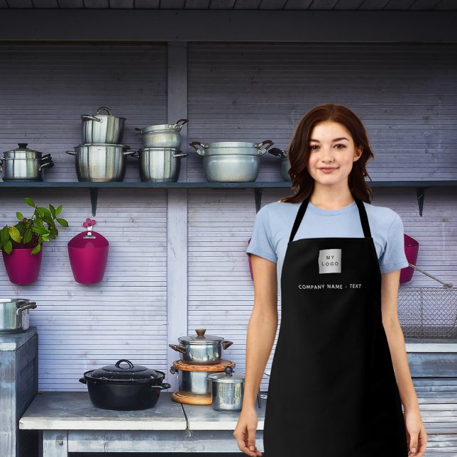 Schwarz-weißes Firmenlogo Schürze (Von Creator hochgeladen)