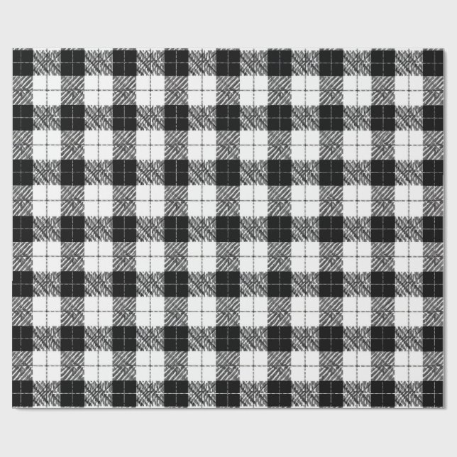 Schwarz-weißes Fischgrät-Geschenkpapier Geschenkpapier (Flach)