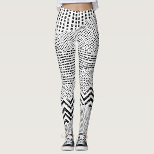 Schwarz-weißes Flechtwerk Leggings