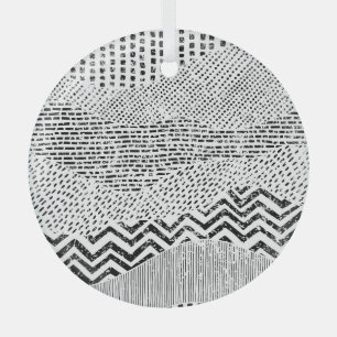 Schwarz-weißes Flechtwerk Ornament Aus Glas