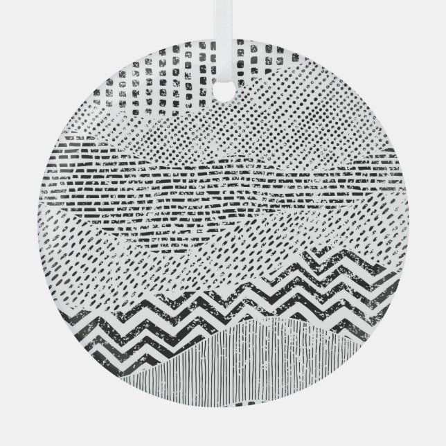 Schwarz-weißes Flechtwerk Ornament Aus Glas (Vorderseite)