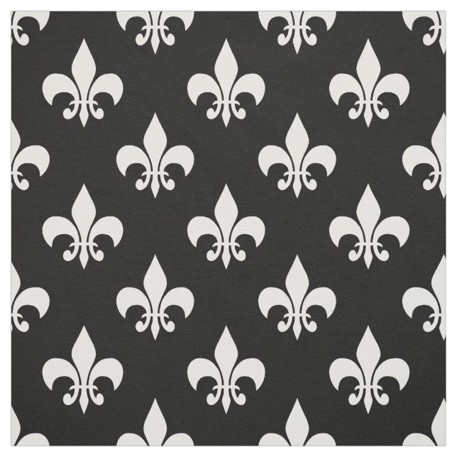 Schwarz-weißes Fleur-de-lis Textil Stoff (Muster)