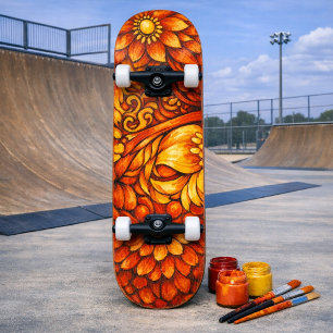 Schwarz-weißes florales Bemale Dein eigenes Skateb Skateboard