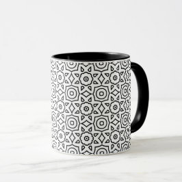 Schwarz-weißes florales geometrisches monochromes tasse