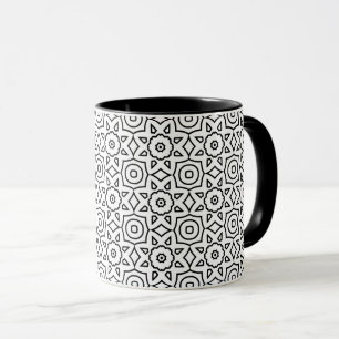 Schwarz-weißes florales geometrisches monochromes tasse