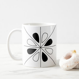 Schwarz-weißes florales geometrisches Muster Kaffeetasse