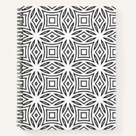 Schwarz-weißes florales geometrisches Muster Notizbuch