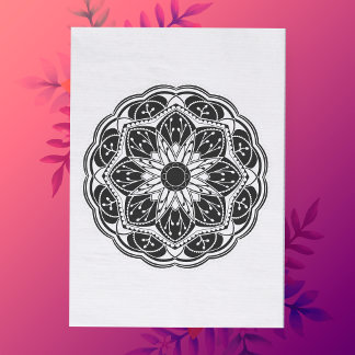 Schwarz-weißes florales Mandala Seidenpapier