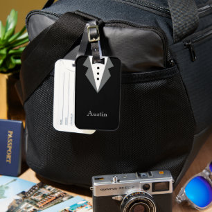 Schwarz-weißes formales Tuxedo Personalisiert Gepäckanhänger