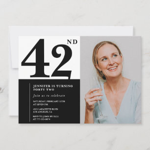 Schwarz-weißes Foto 42. Geburtstag Einladungen