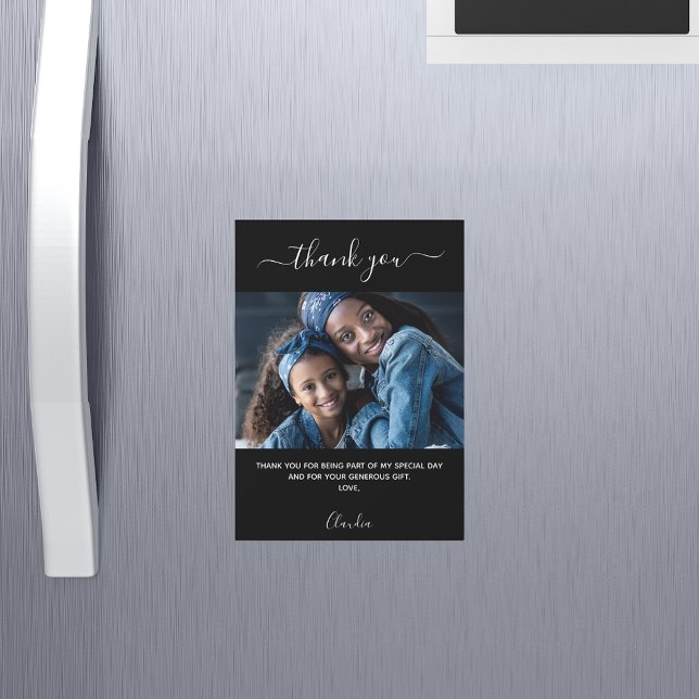 Schwarz-weißes Foto danke Magnet (Von Creator hochgeladen)