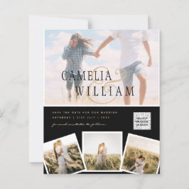 Schwarz-weißes FOTO Hochzeit Einladung QR CODE Ret