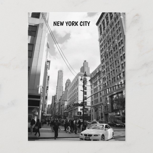Schwarz-weißes Foto New Yorker Gebäude Postkarte (Vorderseite)