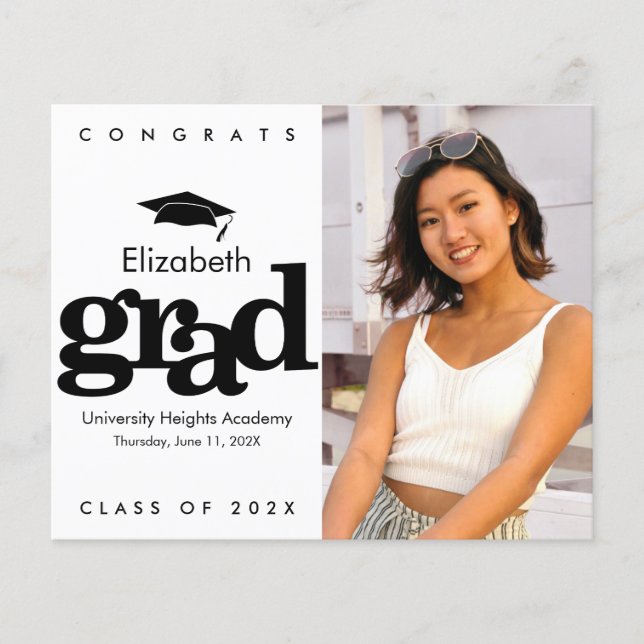 Schwarz-weißes Foto - Obergrenze Einladung (Vorderseite)