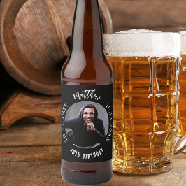 Schwarz-weißes Foto zum Geburtstag Bierflaschenetikett