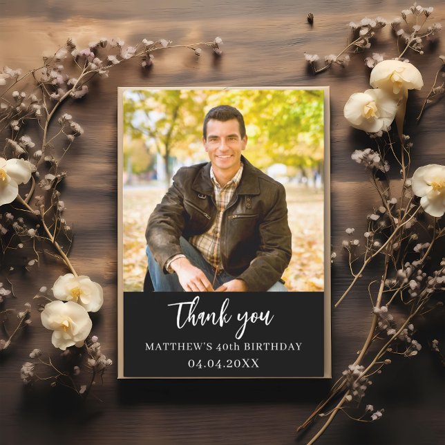 Schwarz-weißes Foto zum Geburtstag Dankeskarte (Von Creator hochgeladen)