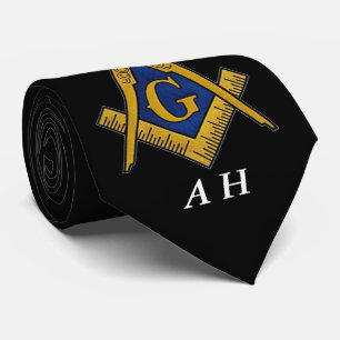 Schwarz-weißes Freimaurer-Monogramm Krawatte