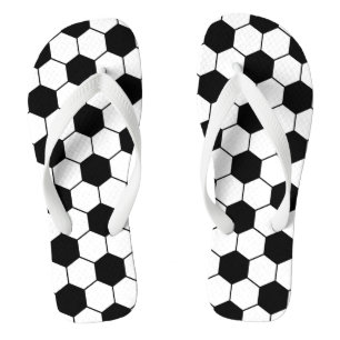 Schwarz-weißes Fußball-Ball-Muster Flip Flops