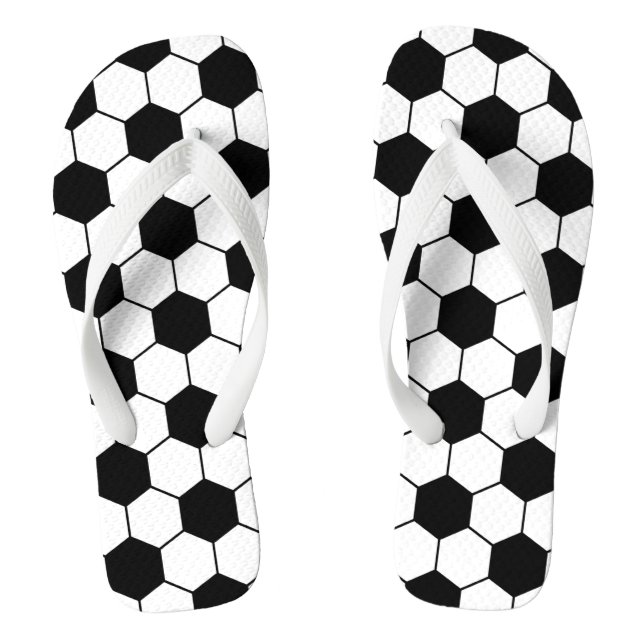 Schwarz-weißes Fußball-Ball-Muster Flip Flops (Fußbett)