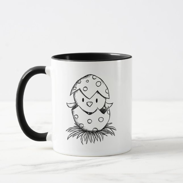Schwarz-weißes Gender Neutral Bird Baby Dusche Tasse (Links)